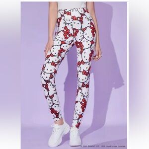 Hello Kitty Logo Women's Leggings - White and Red Design NWT